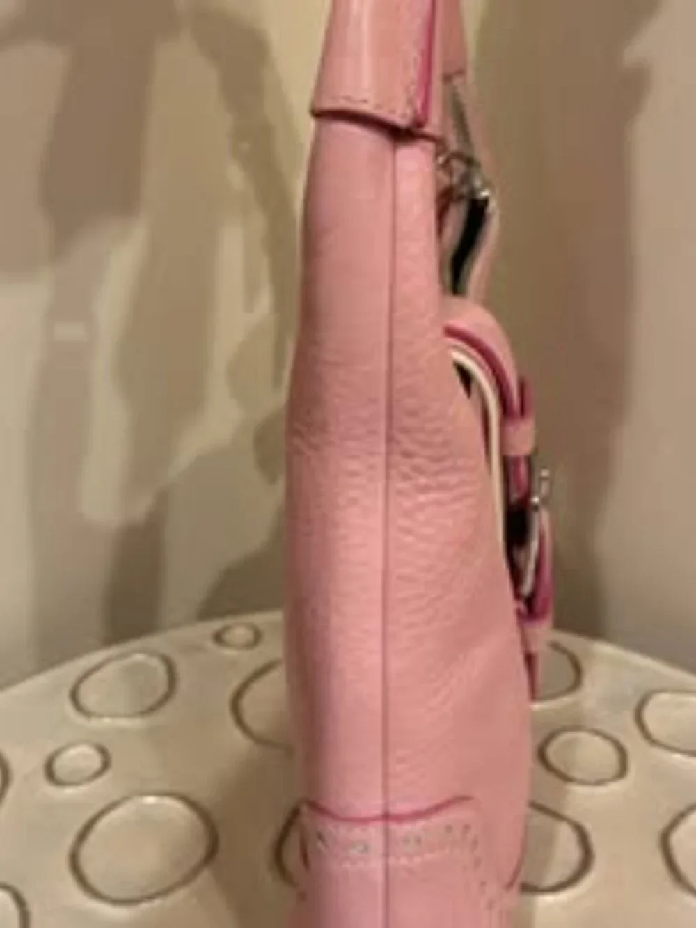 Pink Pebbled Leather Coach Hamptons Hobo Shoulder Bag